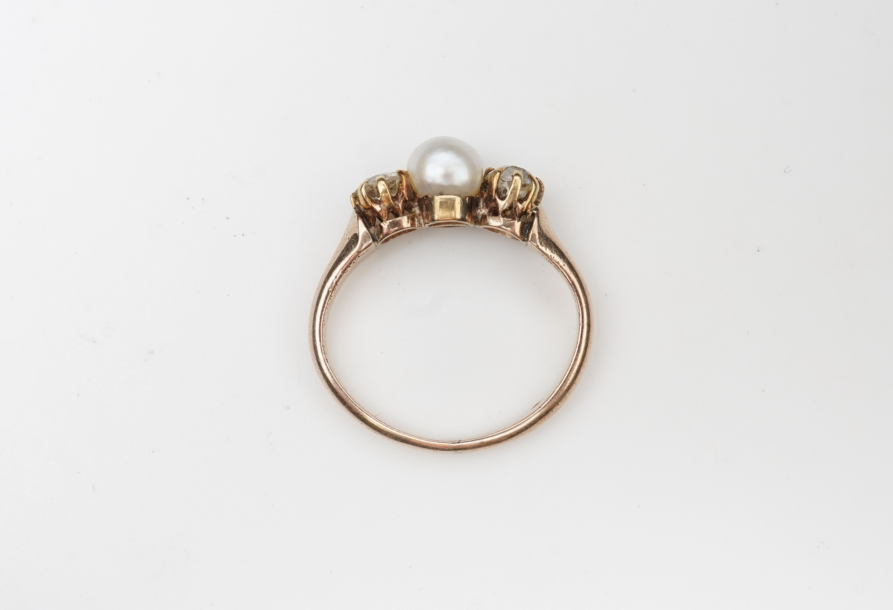 A late Victorian pearl and diamond ring, circa 1900